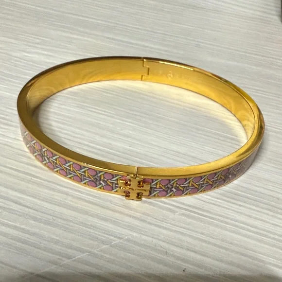 Tory Burch Gold and Pink Patterned Bracelet - Picture 1 of 3